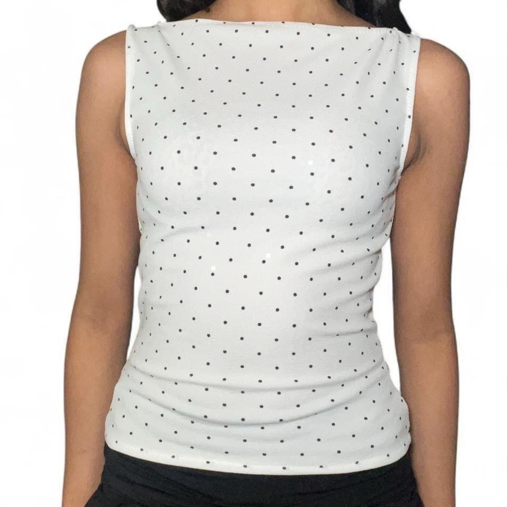Elegant White Polka Dot Tank Top